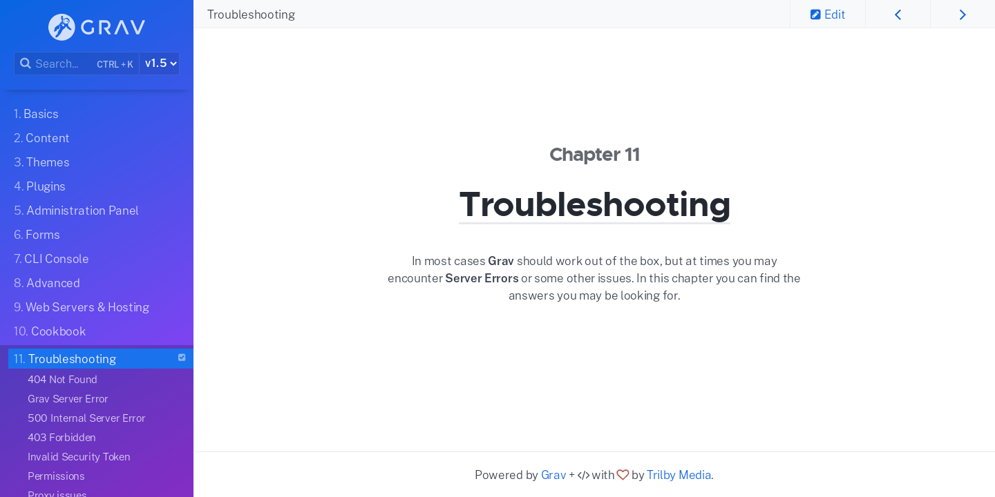 Troubleshooting | Grav Documentation