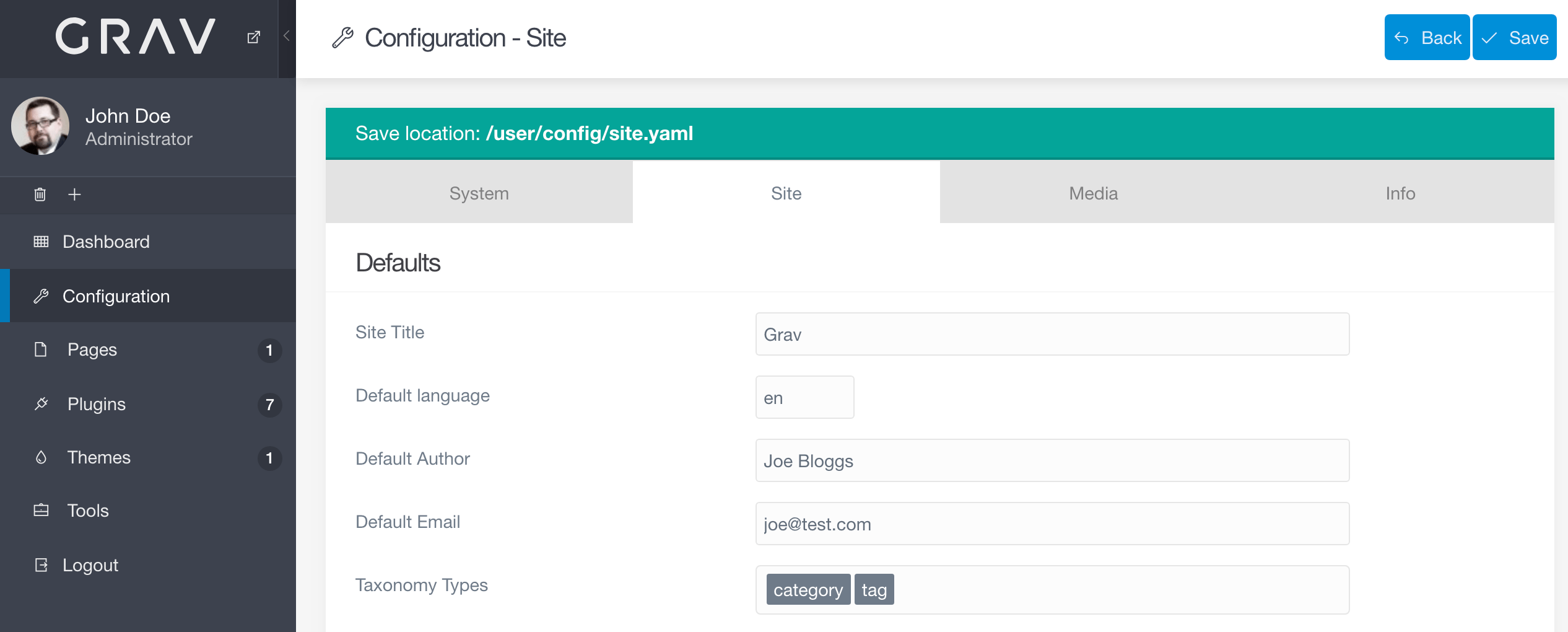 Admin Configuration