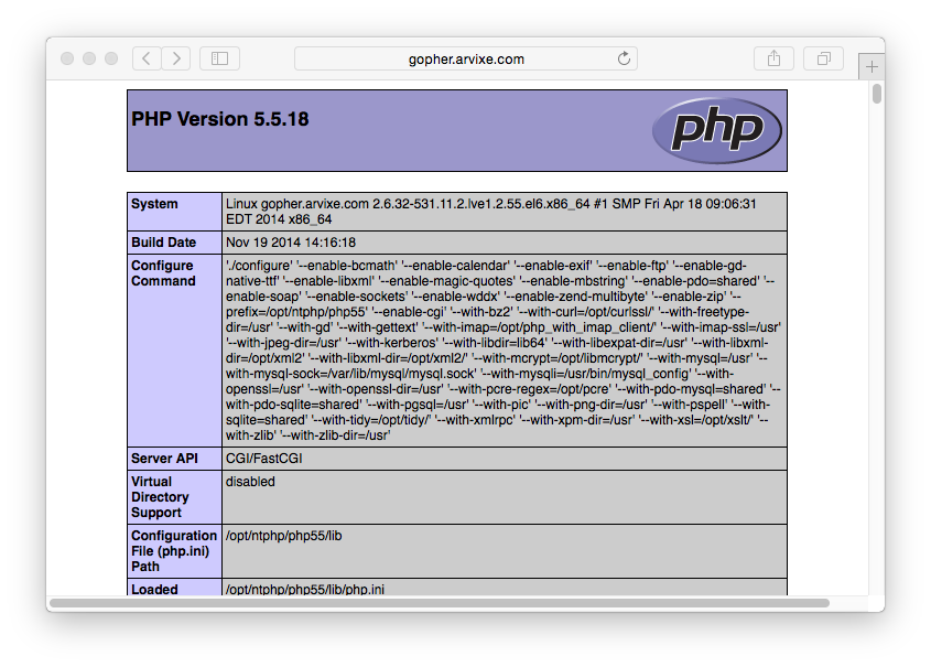 Version PHP Arvixe