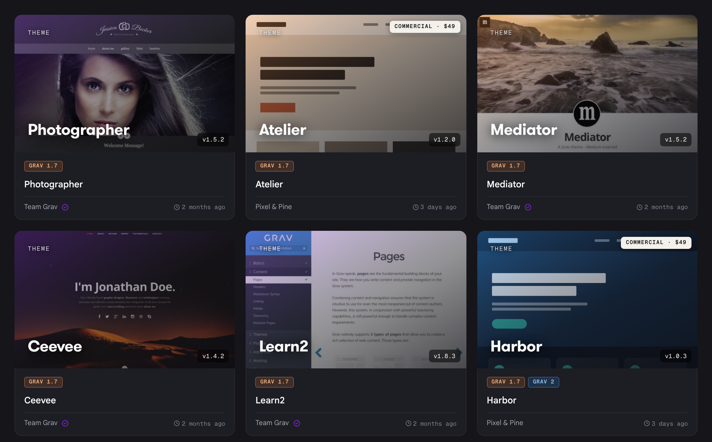 Theme listing with Commercial themes