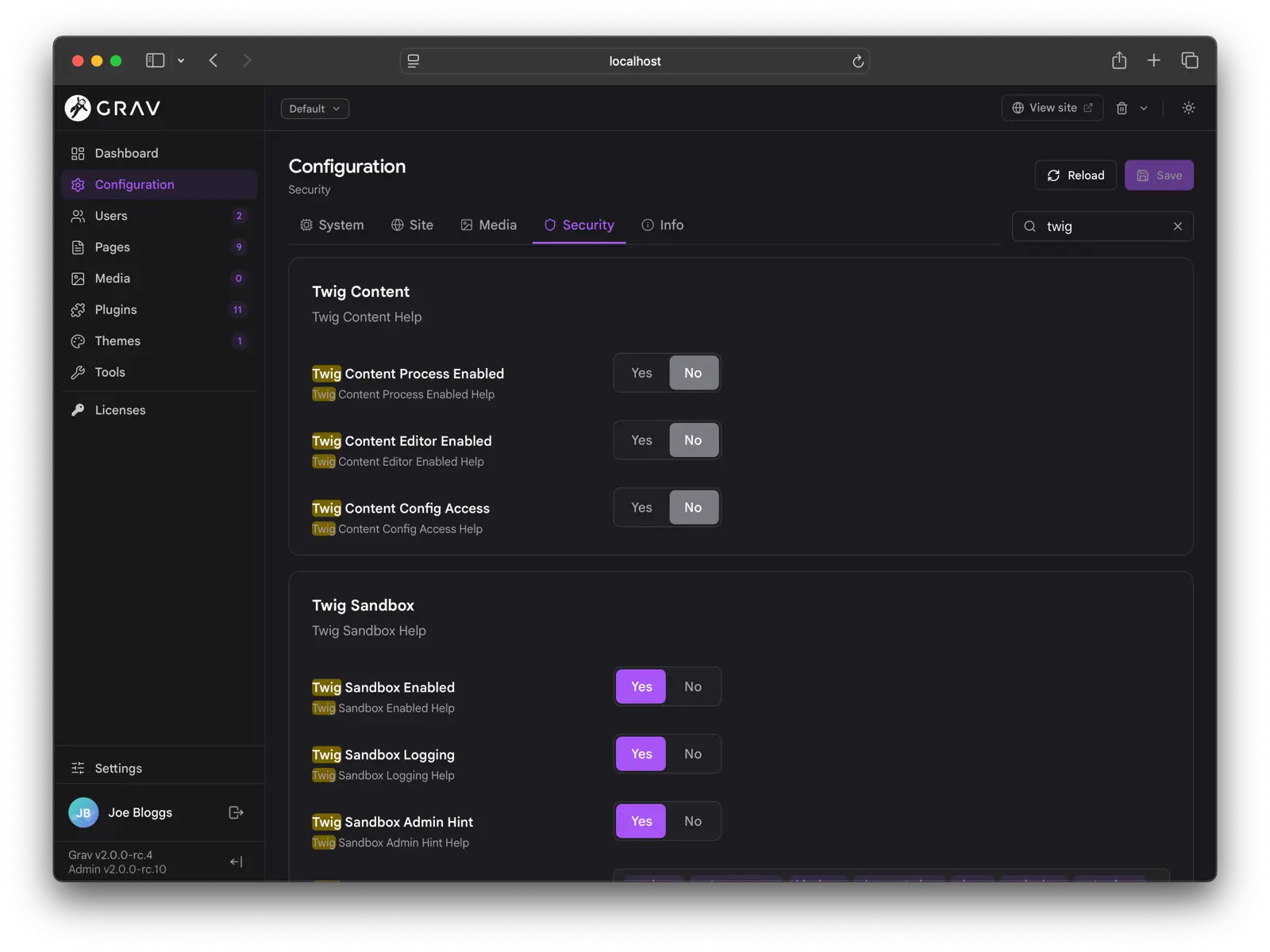 Admin Next configuration